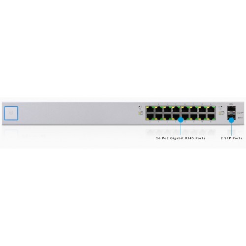 UBIQUITI UNIFI US-16 16 PORT POE SWITCH 2 SFP (US-16-150W)